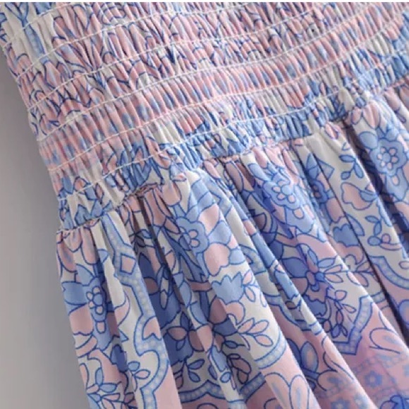 Embroidered Smocked Hummingbird Maxi DRESS - Picture 7 of 8